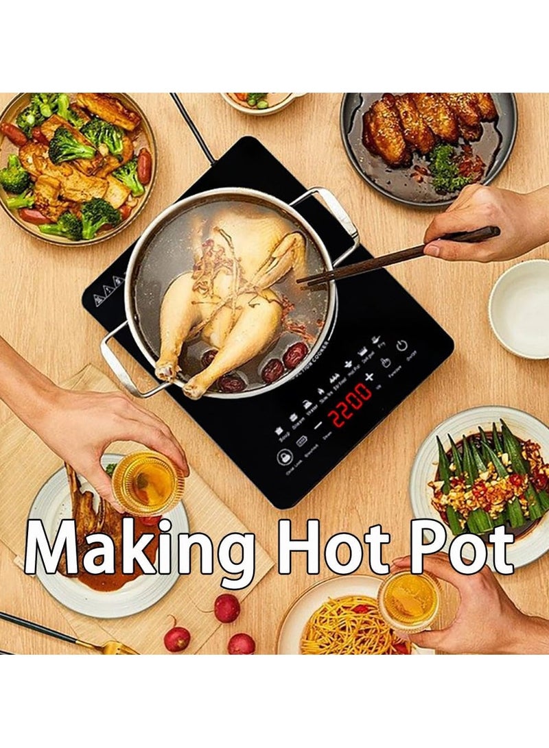 Induction Cooker Cooktop Infrared Cookware 4 Digit Led Display Digital 2200w Heating Element Temperature Settings