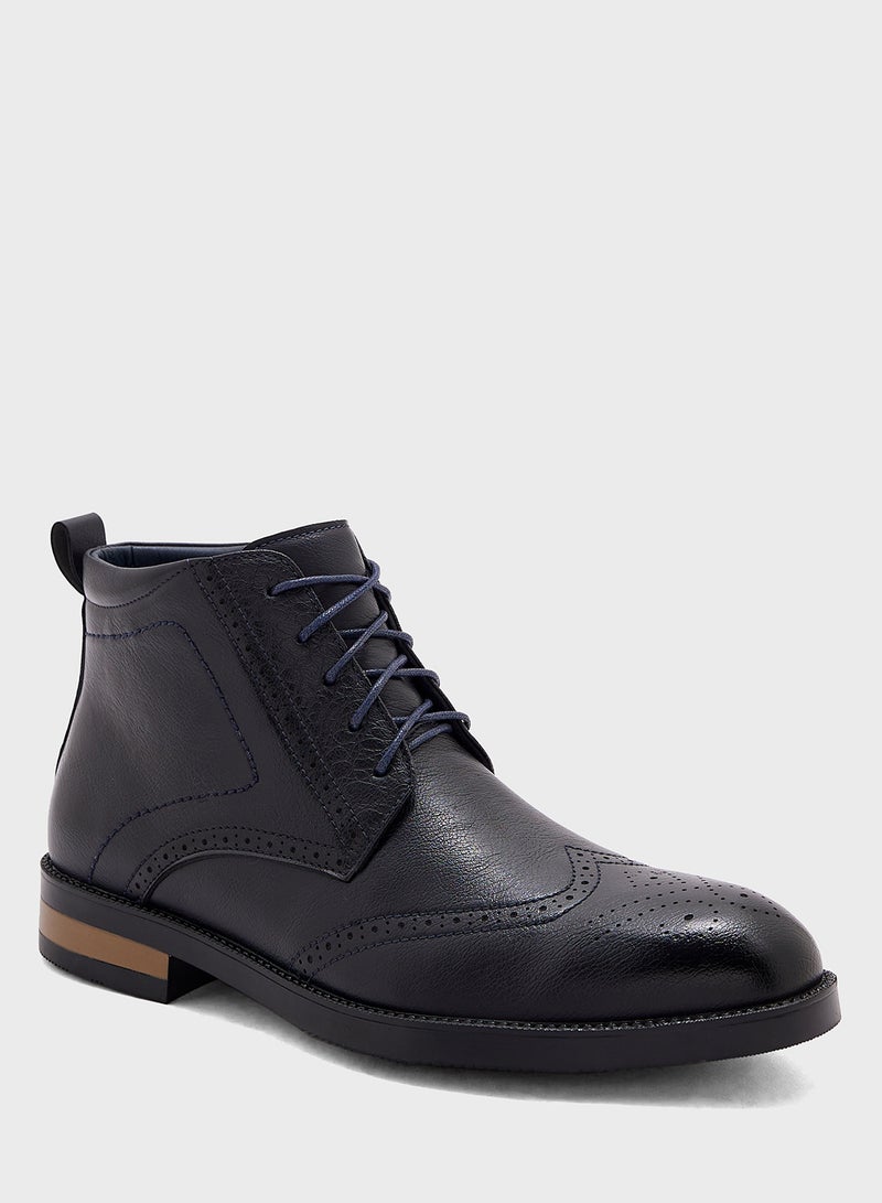 Wing Cap Formal Lace Up Boots