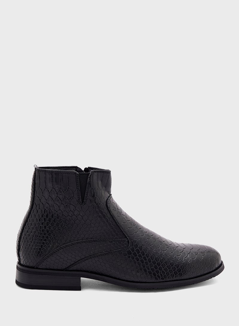 Snake Texture Formal Boots