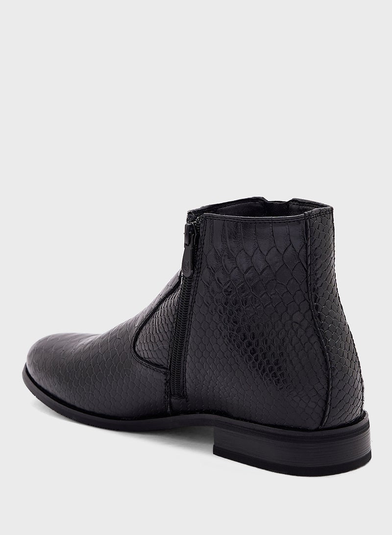 Snake Texture Formal Boots