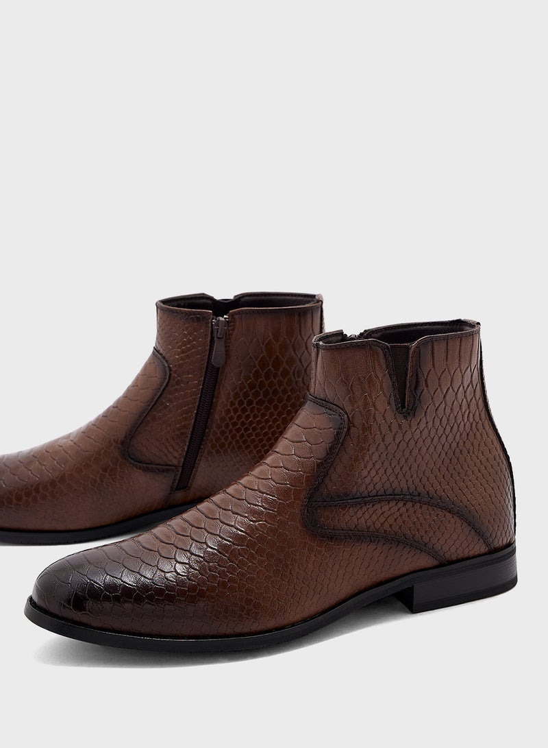 Snake Texture Formal Boots