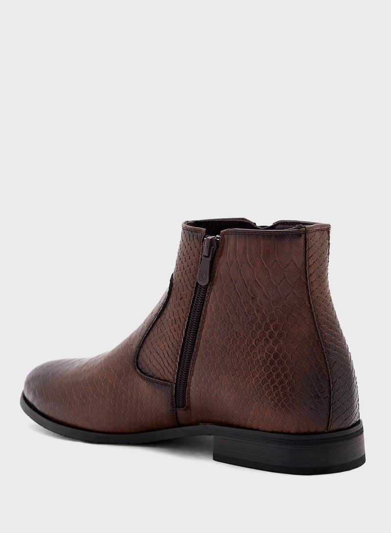 Snake Texture Formal Boots