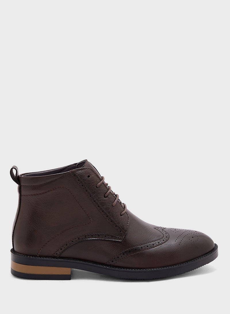 Wing Cap Formal Lace Up Boots