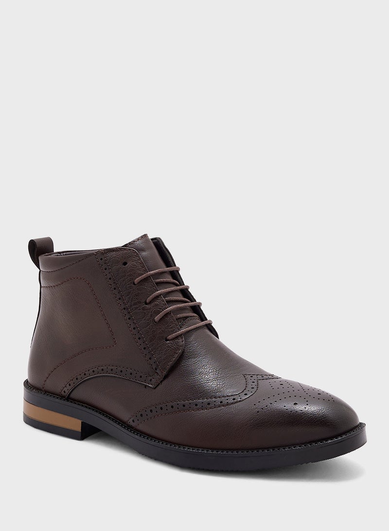 Wing Cap Formal Lace Up Boots