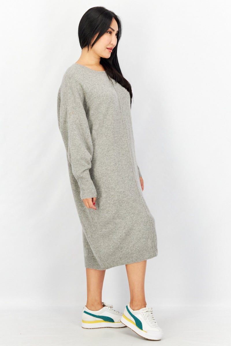 Women Knitted Sweater Dress, Grey