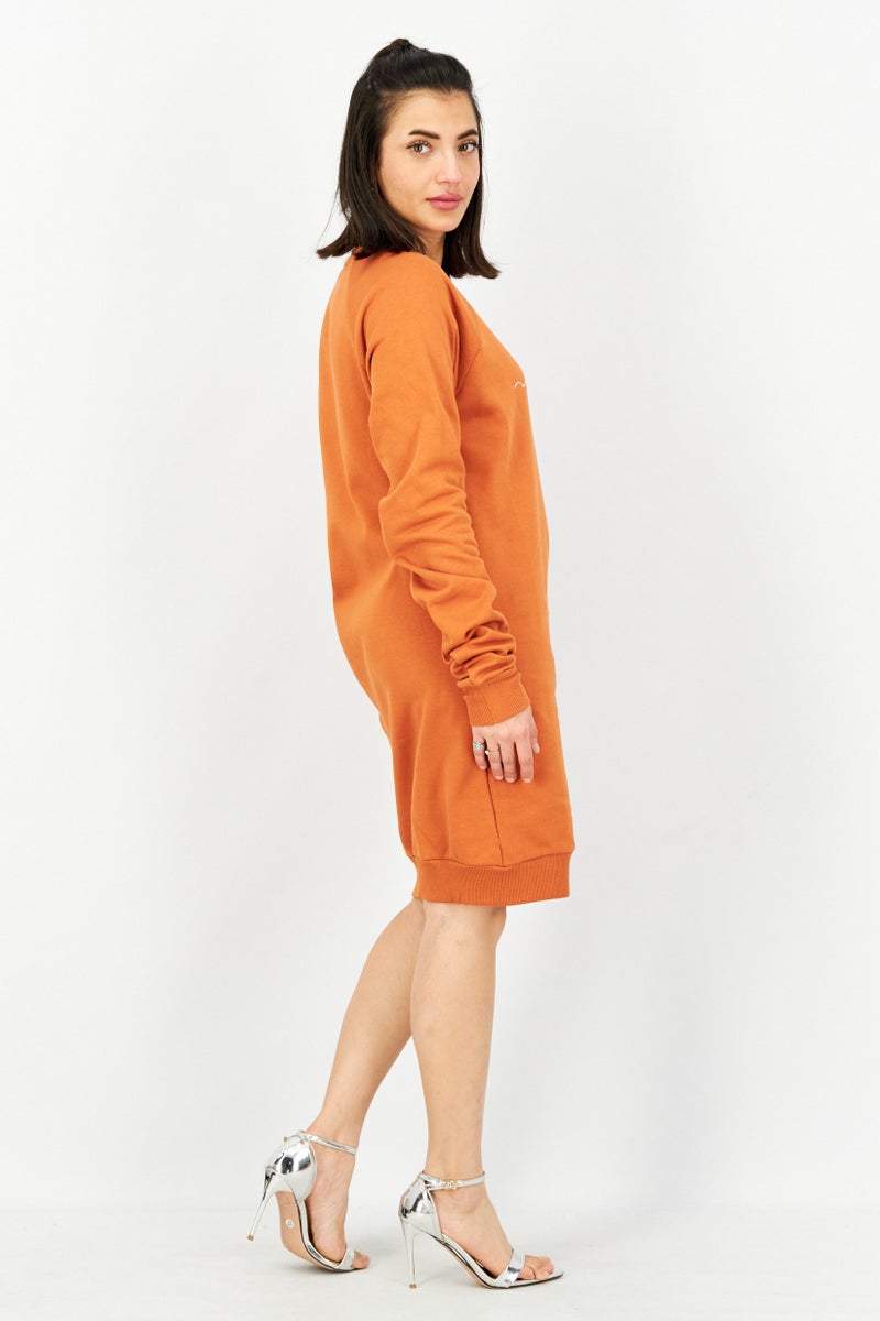 Women  Brand Logo Sweater Dress, Rust