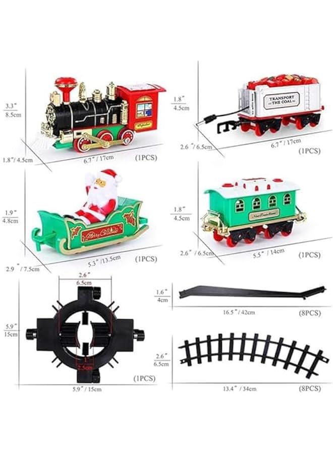 Christmas Electric Train Set for Kids, Battery-Powered Train Toys Set with Lights, Sound, Locomotive Engine, Cars & Tracks, Classic Toy Train Set Gifts for Kids (Christmas Train)