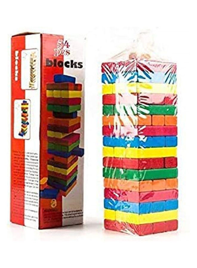 Tower Challenge Wooden Colo Blocks Puzzle Toy 54 Pcs