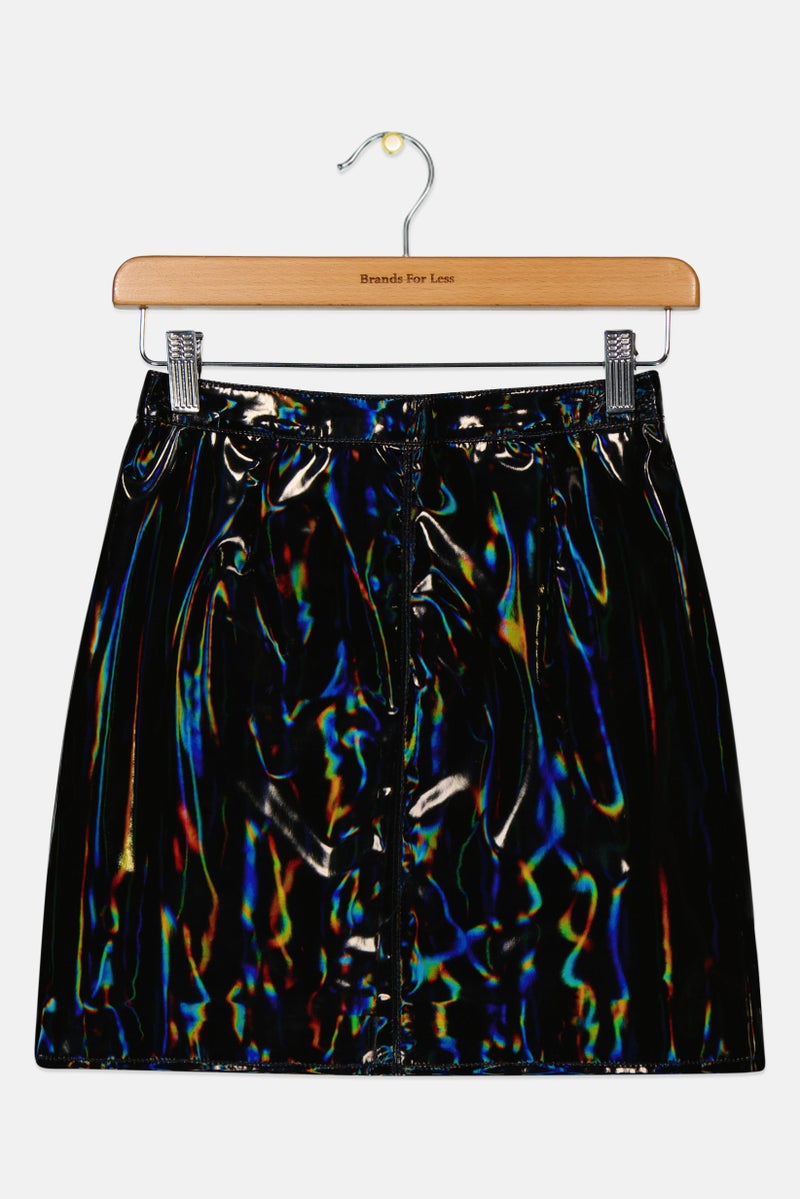 Kids Girl Faux Leather Mini Skirt, Black