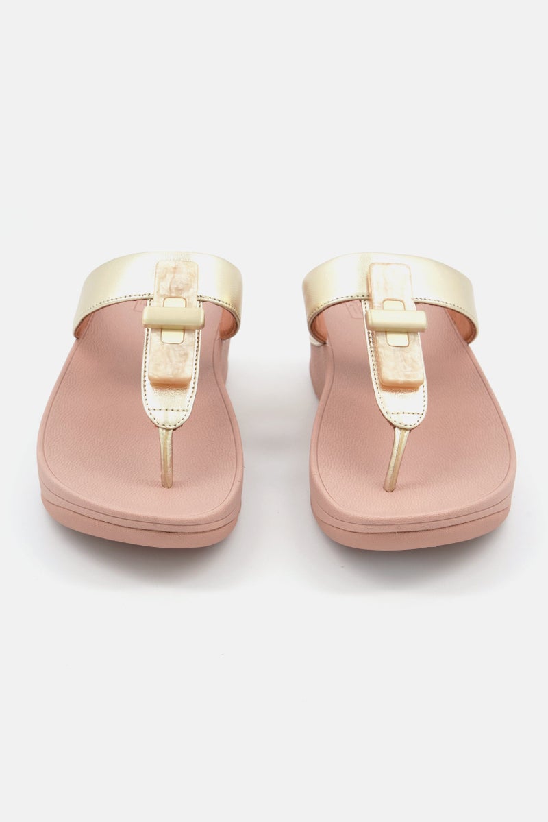 Women Fino Resin Slip On Sandals, Gold/Pink