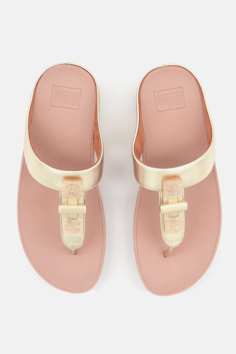 Women Fino Resin Slip On Sandals, Gold/Pink