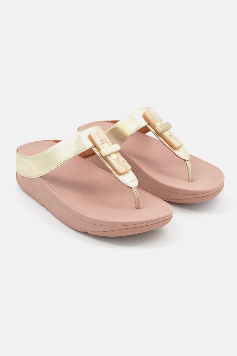 Women Fino Resin Slip On Sandals, Gold/Pink