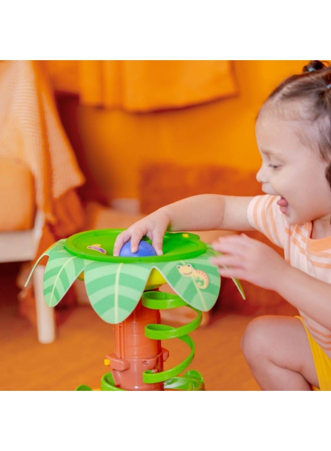 Bright Starts - Tropical Twirl Ball Play Toy, 4 Play Modes, Lights & Sounds, Adjustable Height, Ages 6 months +