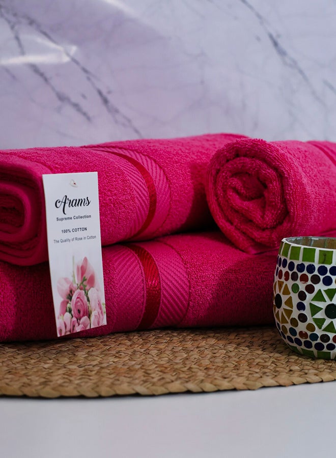 Arams Supreme 3-Piece 100% Combed Cotton 550 GSM Quick Dry Highly Absorbent Thick Soft Hotel Quality For Bath And Spa Bathroom Towel Set  1xBath Sheet (90x180 cm), 1xBath Towel (70x140 cm), 1xHand Towel (50x100 cm) Dark Pink Color