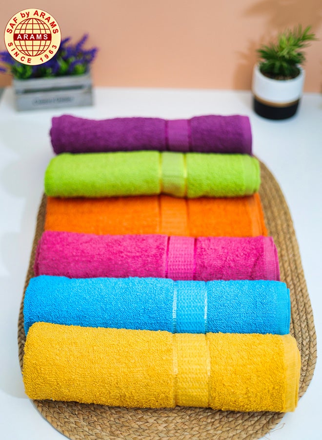 Elegant Soft Visc 6-Piece Bath Towel Pack - Dyed Fancy Design, 70x140 cm, 450 GSM