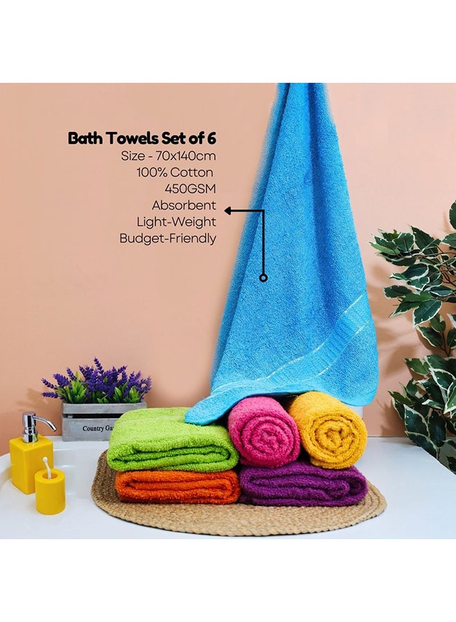 Elegant Soft Visc 6-Piece Bath Towel Pack - Dyed Fancy Design, 70x140 cm, 450 GSM