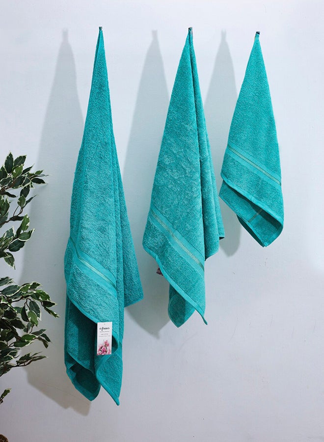 Arams Supreme 3-Piece 100% Combed Cotton 550 GSM Quick Dry Highly Absorbent Thick Soft Hotel Quality For Bath And Spa Bathroom Towel Set  1xBath Sheet (90x180 cm), 1xBath Towel (70x140 cm), 1xHand Towel (50x100 cm) Mint Green Color