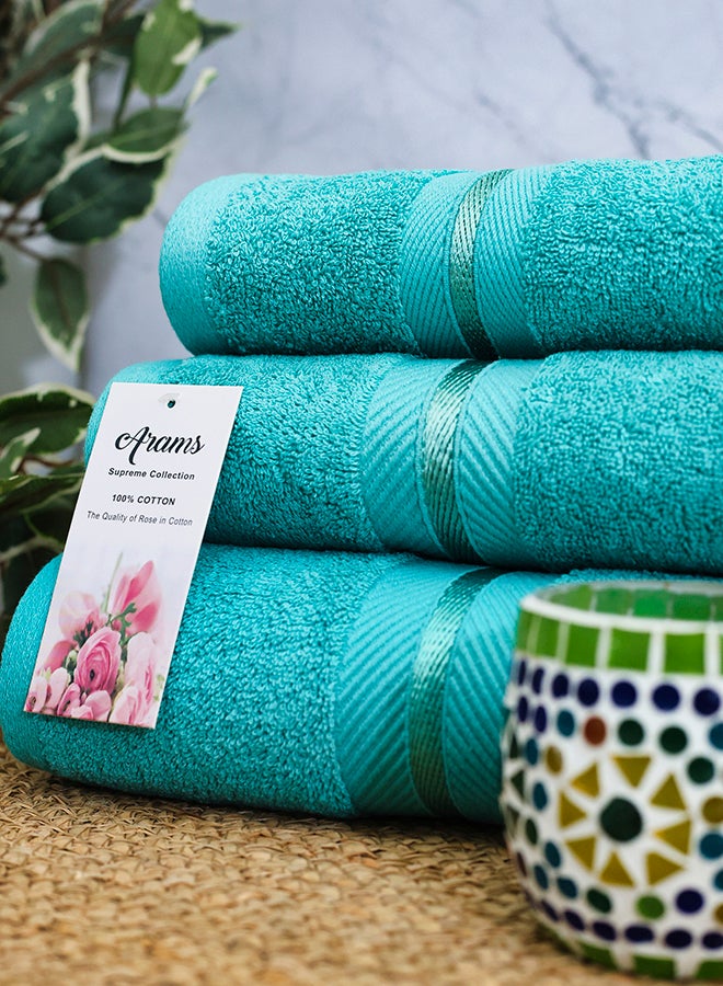 Arams Supreme 3-Piece 100% Combed Cotton 550 GSM Quick Dry Highly Absorbent Thick Soft Hotel Quality For Bath And Spa Bathroom Towel Set  1xBath Sheet (90x180 cm), 1xBath Towel (70x140 cm), 1xHand Towel (50x100 cm) Mint Green Color