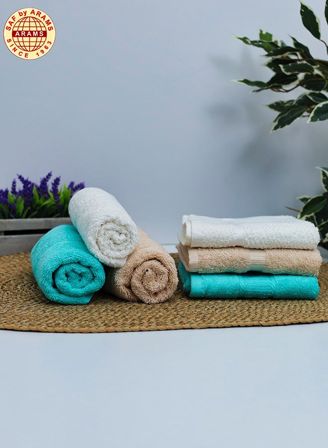 6-Piece Premium Cotton Hand Towel Set - 40x70 cm, 600 GSM, Luxuriously Absorbent, Mixed Fancy Colors