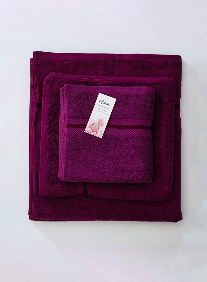 Arams Supreme 3-Piece 100% Combed Cotton 550 GSM Quick Dry Highly Absorbent Thick Soft Hotel Quality For Bath And Spa Bathroom Towel Set  1xBath Sheet (90x180 cm), 1xBath Towel (70x140 cm), 1xHand Towel (50x100 cm) Purple Color