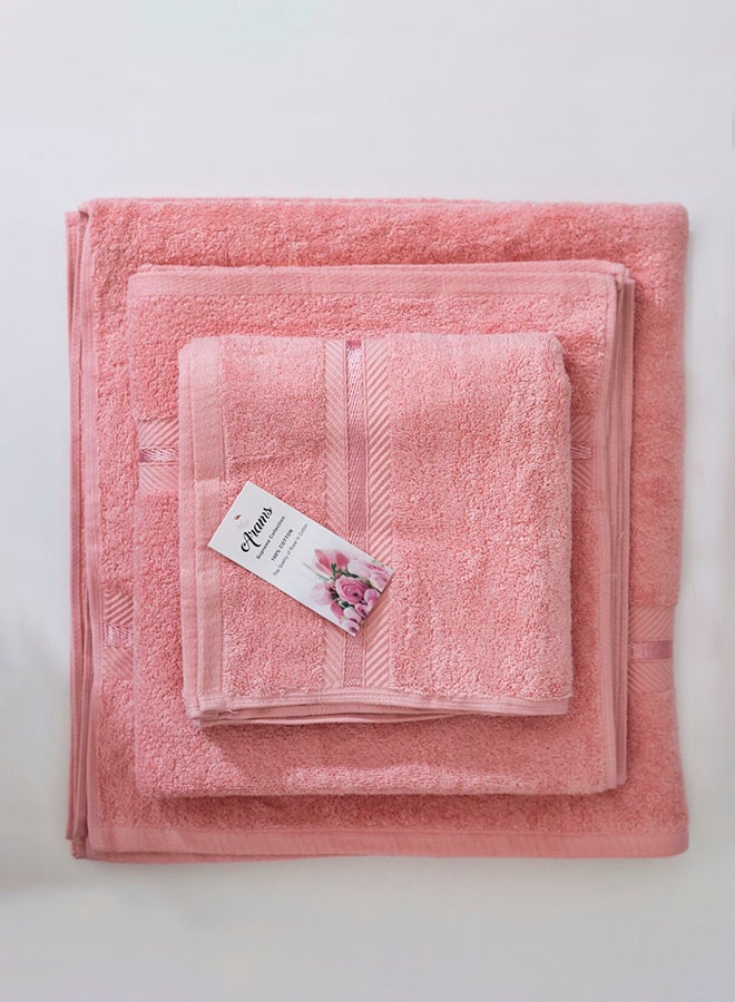 Arams Supreme 3-Piece 100% Combed Cotton 550 GSM Quick Dry Highly Absorbent Thick Soft Hotel Quality For Bath And Spa Bathroom Towel Set  1xBath Sheet (90x180 cm), 1xBath Towel (70x140 cm), 1xHand Towel (50x100 cm) Light Pink Color