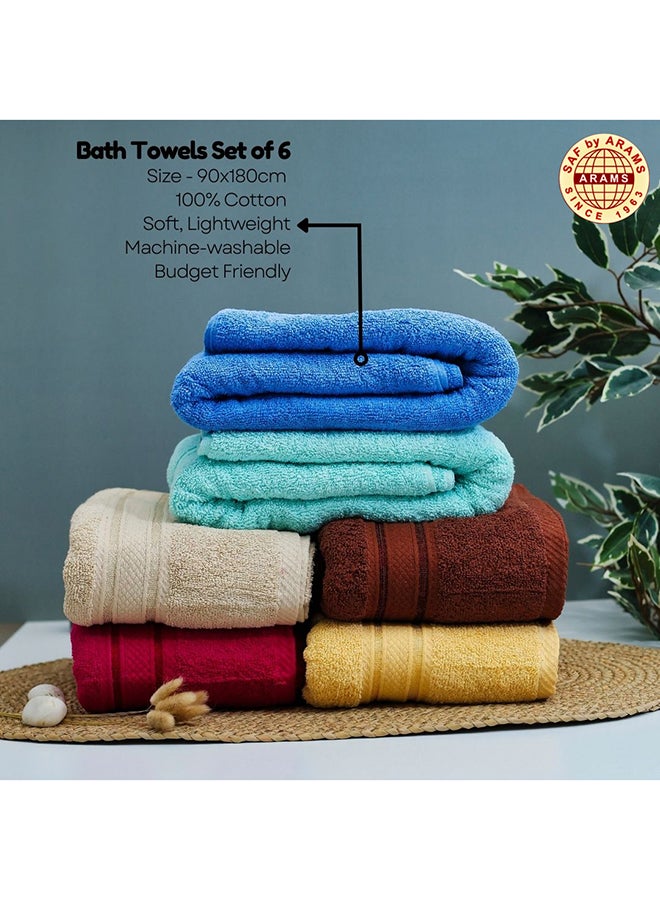 Fancy 6-Piece Dyed Bath Towel Set - 90x180 cm, 500 GSM, Luxury Face Towels