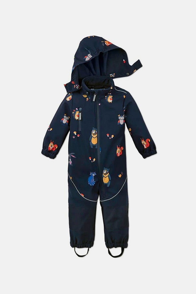 Toddler Boys Hooded Soft,Shell Romper Suit, Navy