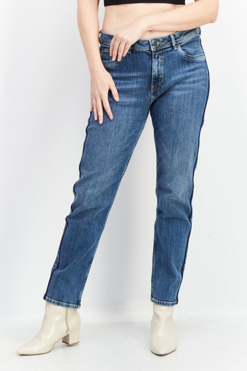 Women Slim Fit Washed Denim Jeans, Blue