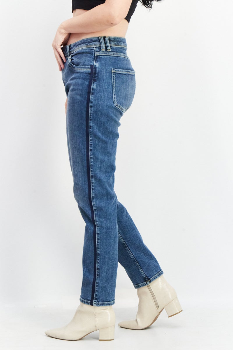 Women Slim Fit Washed Denim Jeans, Blue