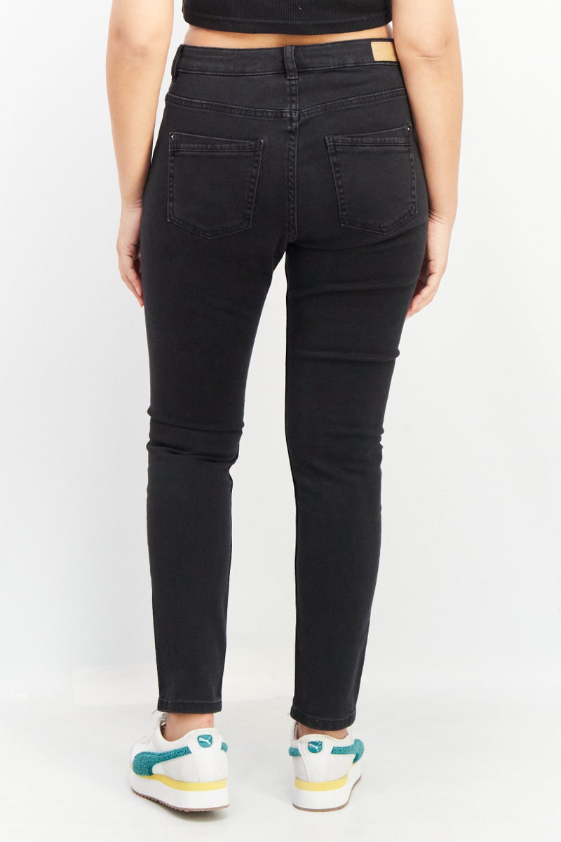 Women Skinny Fit Washed Stretchable Jeans, Black