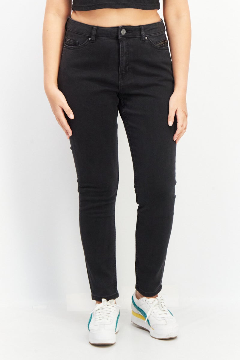 Women Skinny Fit Washed Stretchable Jeans, Black