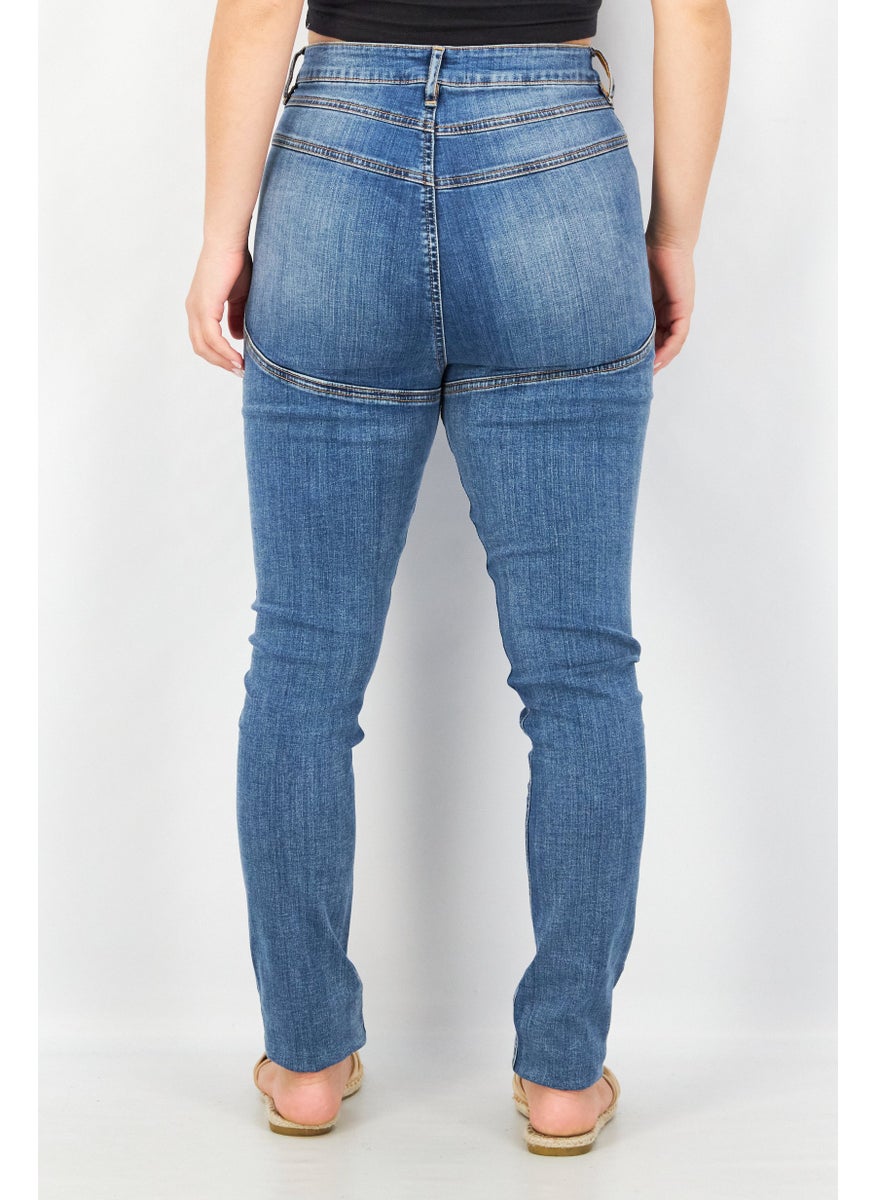 Women Tall Fit Washed Stretchable Jeans, Light Blue