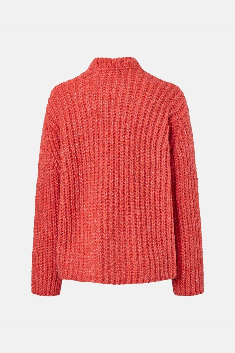 Women Crew,Neck Textured Sweater, Red