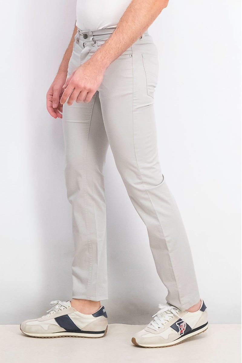 Men Regular Fit Chino Pants, Light Grey