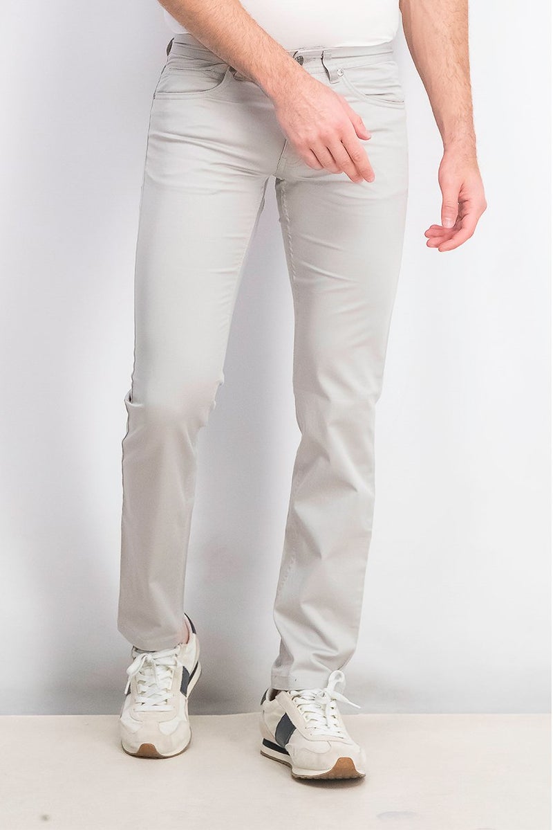 Men Regular Fit Chino Pants, Light Grey