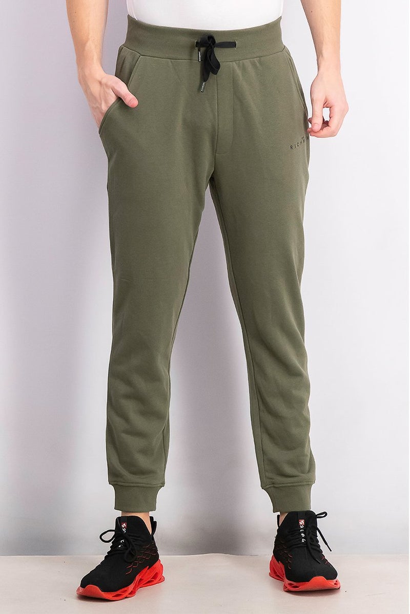 Men Regular Fit Solid Jogger Pants, Olive