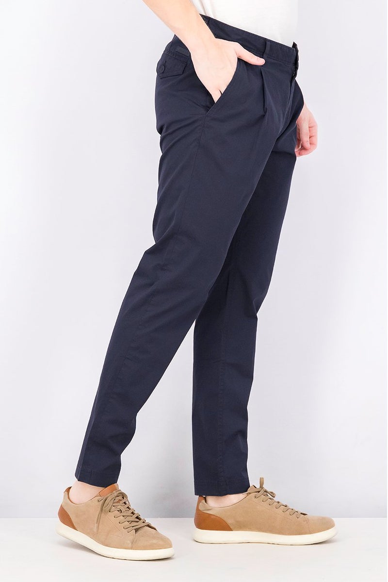 Men Regular Fit Plain Dress Pants, Dark Midnight Blue