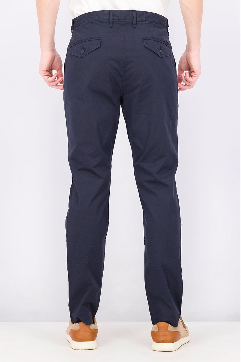 Men Regular Fit Plain Dress Pants, Dark Midnight Blue