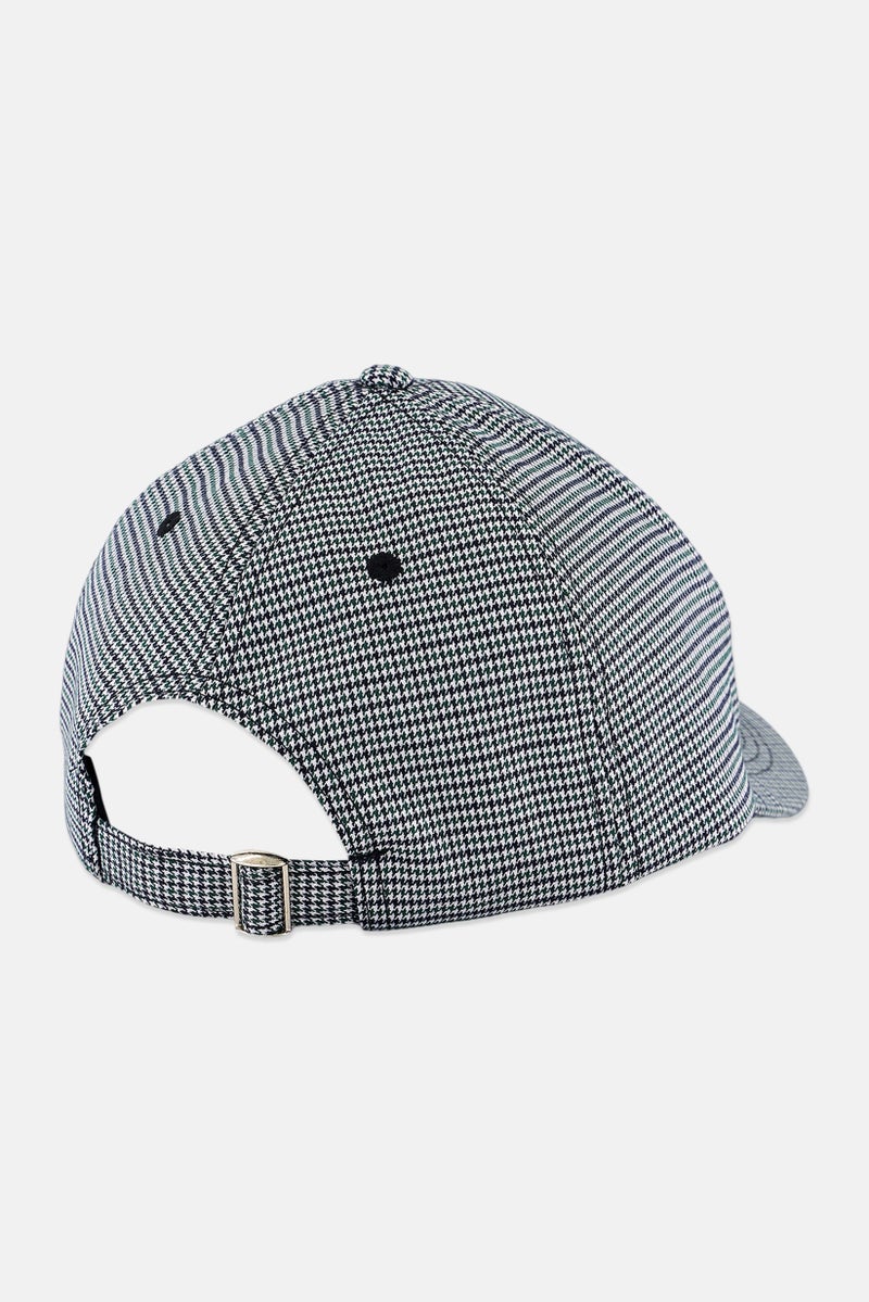 Men Grid Pattern Adjustable Buckle Cap, Green/Black Combo