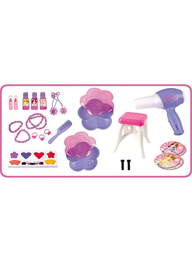 Musical Dressing Table Playset With Accessories Bundle, Pink/White/Purple, Hk-7523