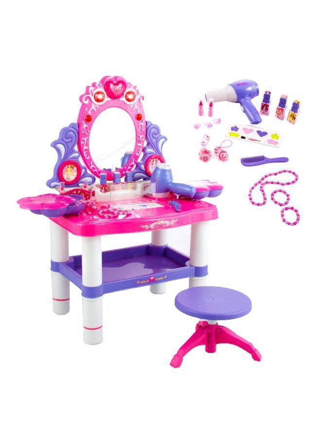 Musical Dressing Table Playset With Accessories Bundle, Pink/White/Purple, Hk-7523