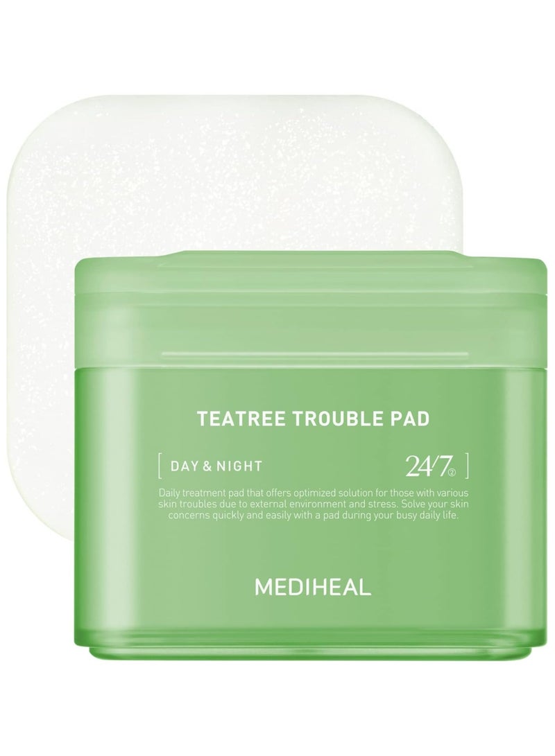 Mediheal Teatree Trouble Pad | Square Cotton Facial Toner Pads With Tea Tree & Lactobacillus | Soothing Pads To Calm Sensitive & Acne Prone Skin-| Vegan Face Gauze Pads | 100 Pads