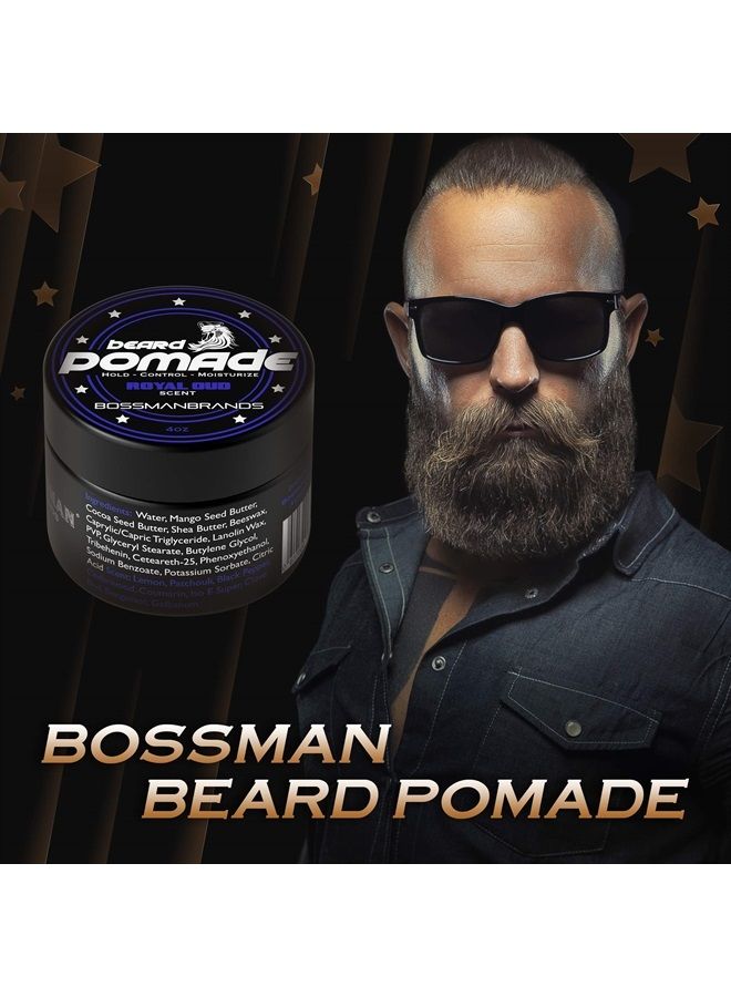 Hair & Beard Pomade - Moisturizing with Longer Hold and Control - Men's Hair, Beard and Moustache Styling Product - Made in USA (Royal Oud Scent)