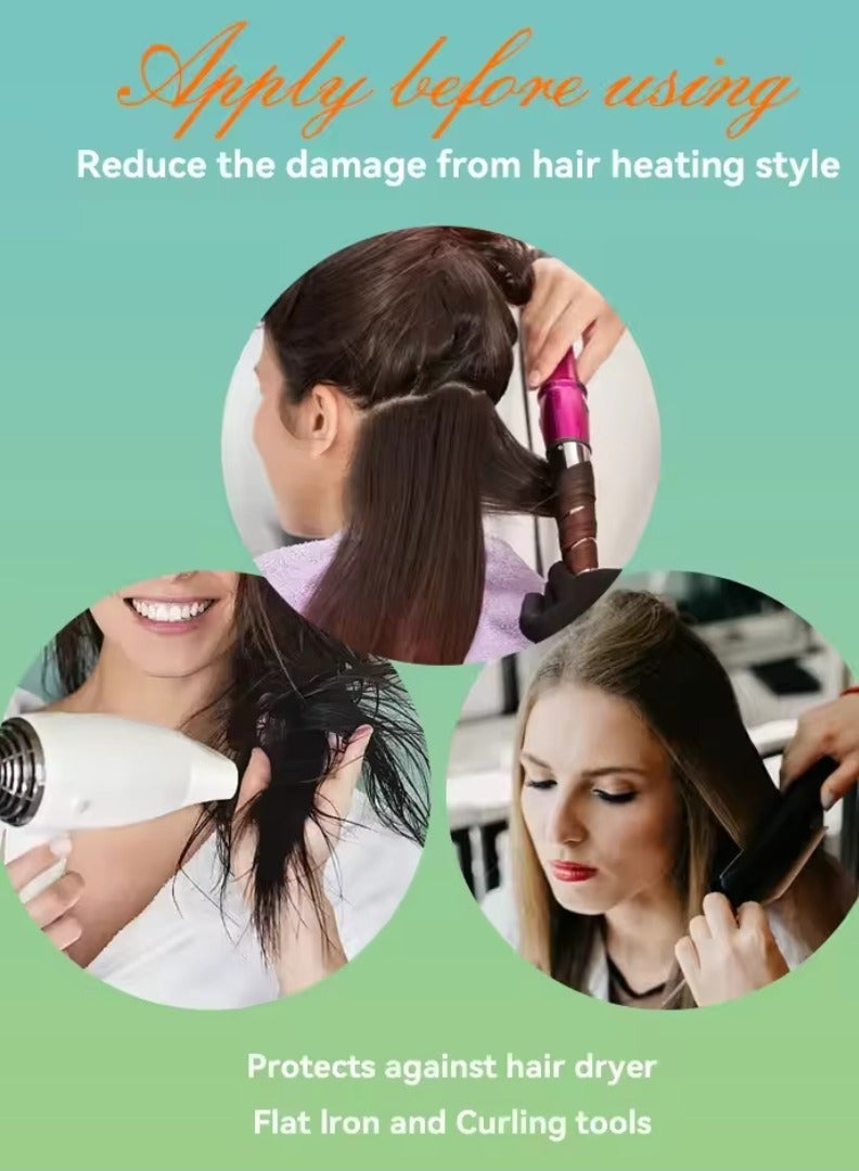 200ml Heat Protection Spray for Hair Smoothing Hair and Adding Shine Repair Damaged Hair with Castor Oil Hydrates and Detangles Hair Hydrated and Frizz Free Thermal Protection Spray