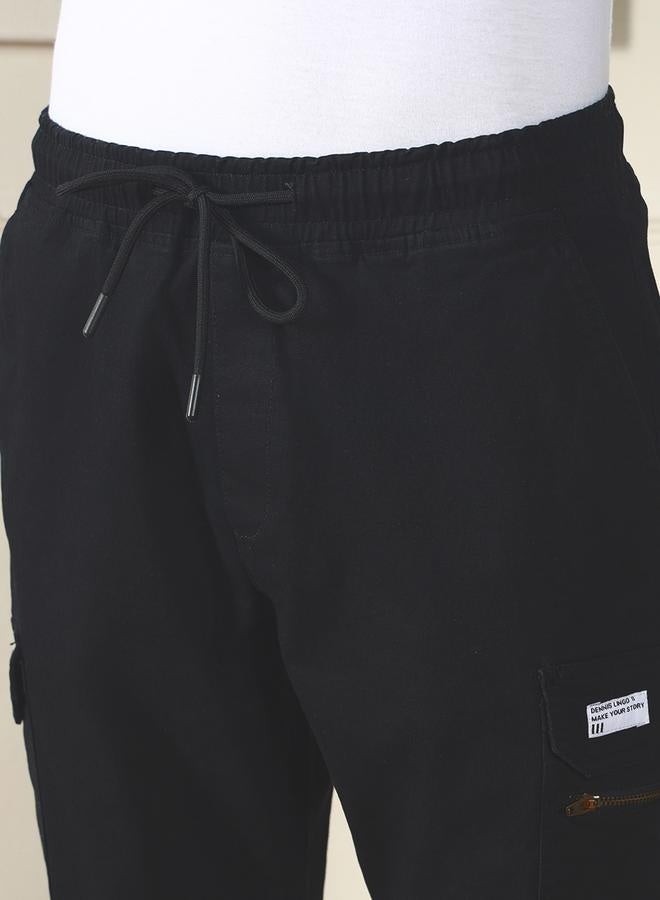 Men's Black Cargo Joggers - Relaxed Fit for Casual Comfort