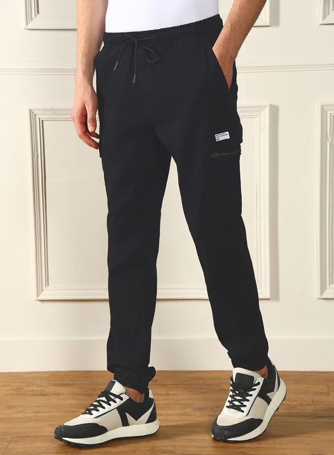 Men's Black Cargo Joggers - Relaxed Fit for Casual Comfort