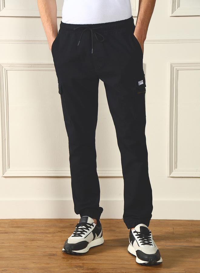 Men's Black Cargo Joggers - Relaxed Fit for Casual Comfort