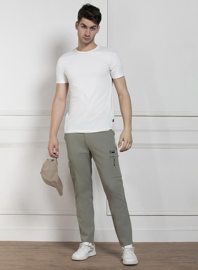 Men's Sage Green Cargo Trousers - Straight Fit Urban Style