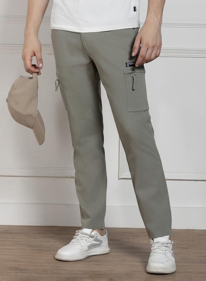 Men's Sage Green Cargo Trousers - Straight Fit Urban Style