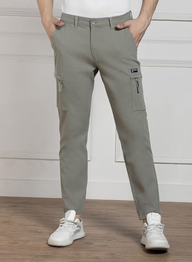 Men's Sage Green Cargo Trousers - Straight Fit Urban Style